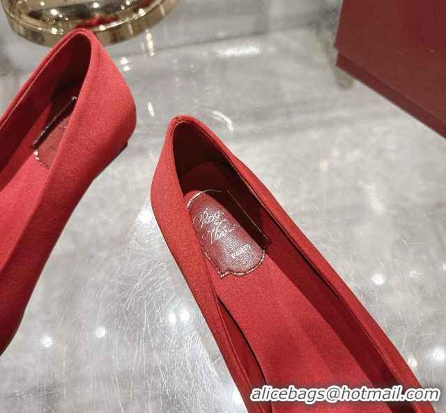 Good Looking Roger Vivier Belle Vivier Ballerinas in Satin with Crystal Buckle Red 5073108