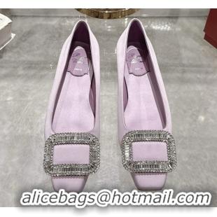 Good Quality Roger Vivier Belle Vivier Ballerinas in Satin with Crystal Buckle Light Pink 5073109