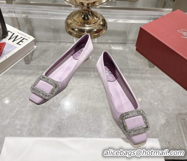 Good Quality Roger Vivier Belle Vivier Ballerinas in Satin with Crystal Buckle Light Pink 5073109