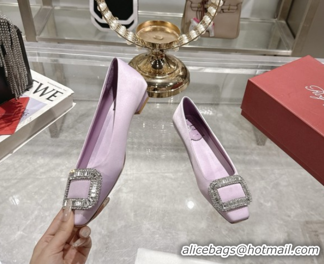 Good Quality Roger Vivier Belle Vivier Ballerinas in Satin with Crystal Buckle Light Pink 5073109