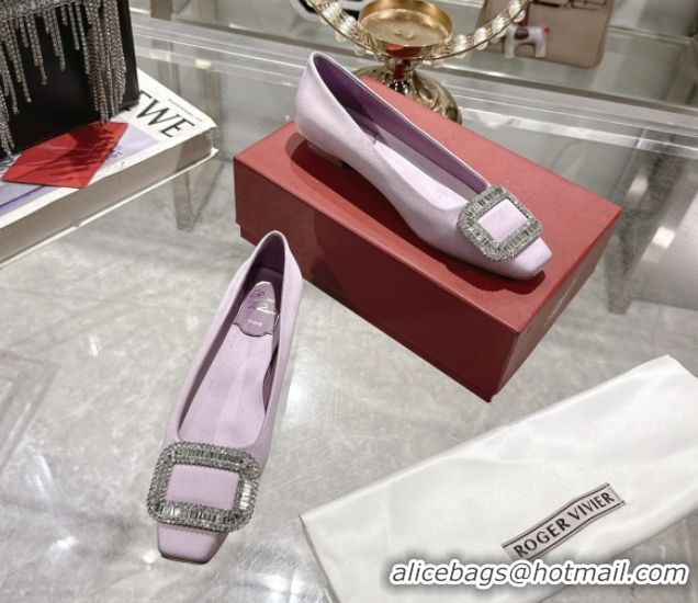 Good Quality Roger Vivier Belle Vivier Ballerinas in Satin with Crystal Buckle Light Pink 5073109