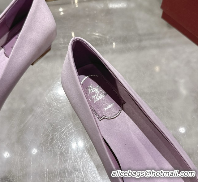 Good Quality Roger Vivier Belle Vivier Ballerinas in Satin with Crystal Buckle Light Pink 5073109