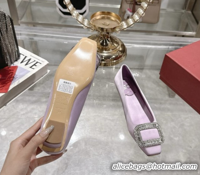 Good Quality Roger Vivier Belle Vivier Ballerinas in Satin with Crystal Buckle Light Pink 5073109
