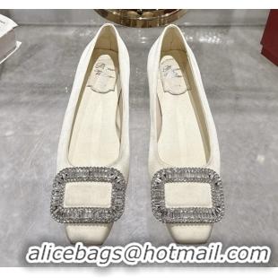 Purchase Roger Vivier Belle Vivier Ballerinas in Satin with Crystal Buckle White 5073110