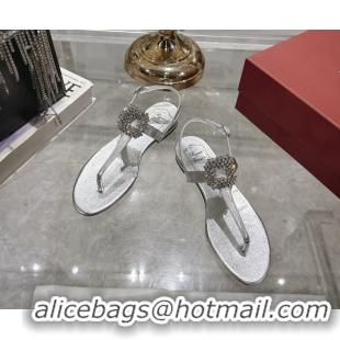 Shop Duplicate Roger Vivier Viv' by the Sea Sandals in Calfskin Silver 5080108