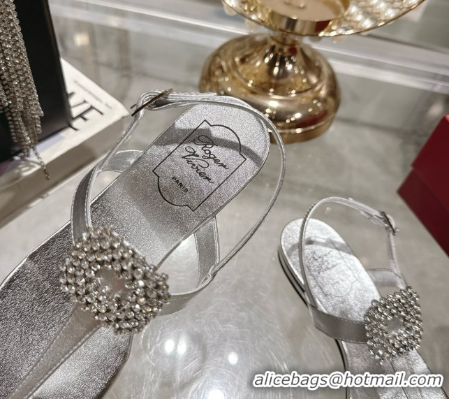 Shop Duplicate Roger Vivier Viv' by the Sea Sandals in Calfskin Silver 5080108