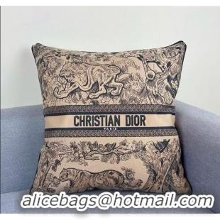 Famous Brand Dior Embroidered Cotton Square Pillow 50x50cm D060705 2025