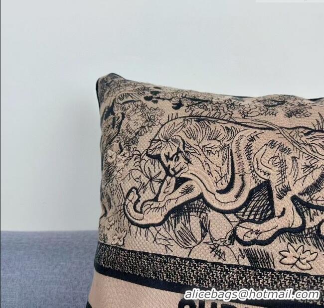 Famous Brand Dior Embroidered Cotton Square Pillow 50x50cm D060705 2025