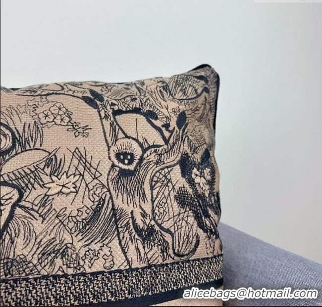 Famous Brand Dior Embroidered Cotton Square Pillow 50x50cm D060705 2025
