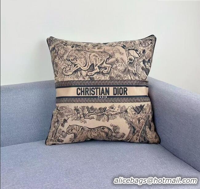 Famous Brand Dior Embroidered Cotton Square Pillow 50x50cm D060705 2025