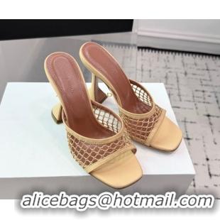 Shop Cheap Amina Muaddi Lupita Mesh Heel Slides Sandal 9.5cm Beige 2025 AM070901