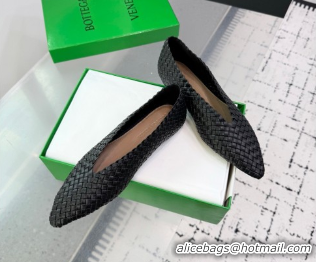 Best Product Bottega Veneta Sofia Ballerinas Flat in Padded Intreccio Leather Black 827698