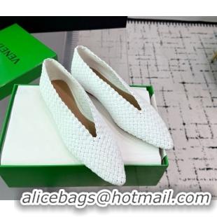 Grade Quality Bottega Veneta Sofia Ballerinas Flat in Padded Intreccio Leather White 827698