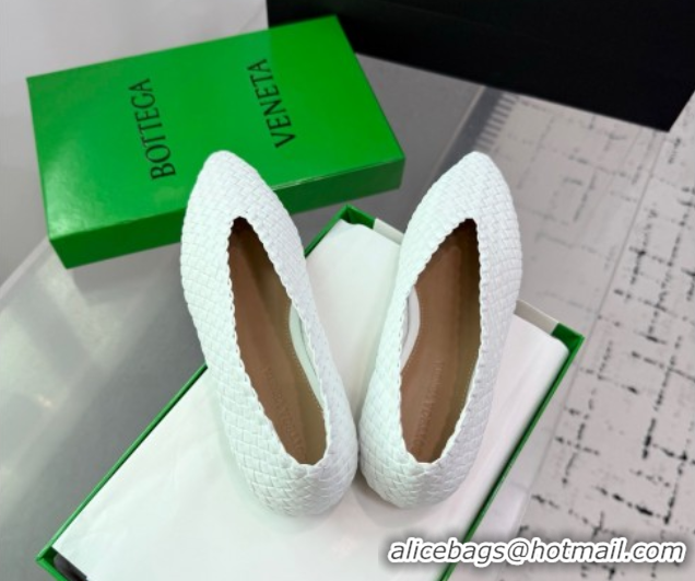 Grade Quality Bottega Veneta Sofia Ballerinas Flat in Padded Intreccio Leather White 827698