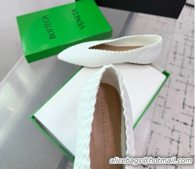 Grade Quality Bottega Veneta Sofia Ballerinas Flat in Padded Intreccio Leather White 827698