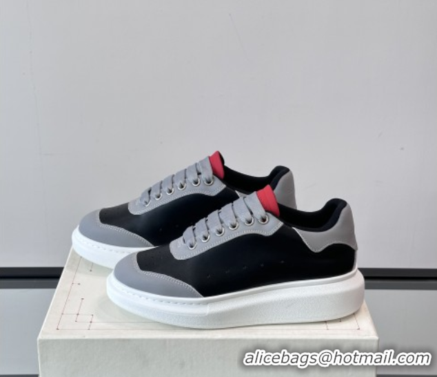 Sumptuous Alexander McQueen Oversized Sneakers in Calfskin Leather AM01 Black/Grey 5081501