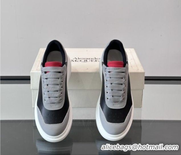 Sumptuous Alexander McQueen Oversized Sneakers in Calfskin Leather AM01 Black/Grey 5081501