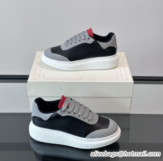 Sumptuous Alexander McQueen Oversized Sneakers in Calfskin Leather AM01 Black/Grey 5081501