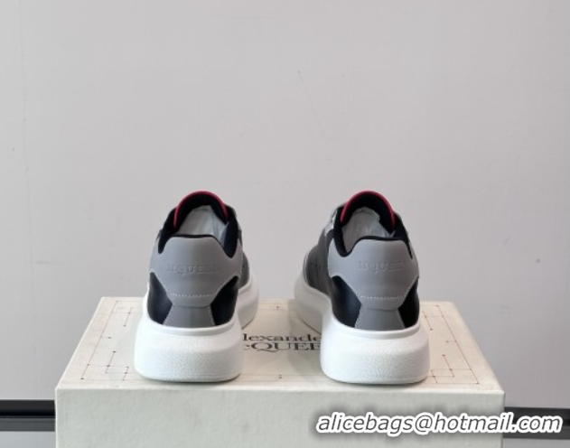 Sumptuous Alexander McQueen Oversized Sneakers in Calfskin Leather AM01 Black/Grey 5081501