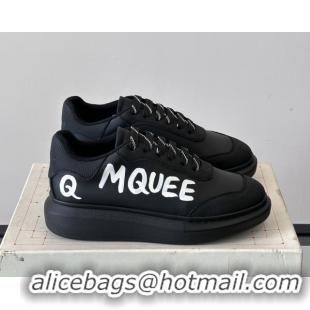 Top Grade Alexander McQueen Oversized Sneakers in Calfskin Leather AM02 Black 5081502