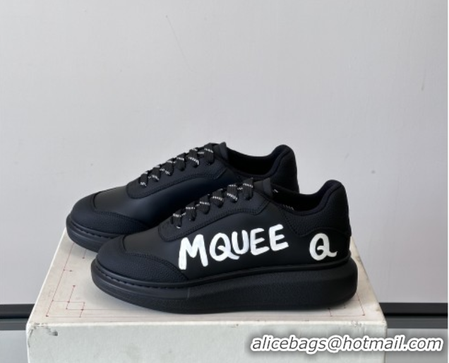 Top Grade Alexander McQueen Oversized Sneakers in Calfskin Leather AM02 Black 5081502