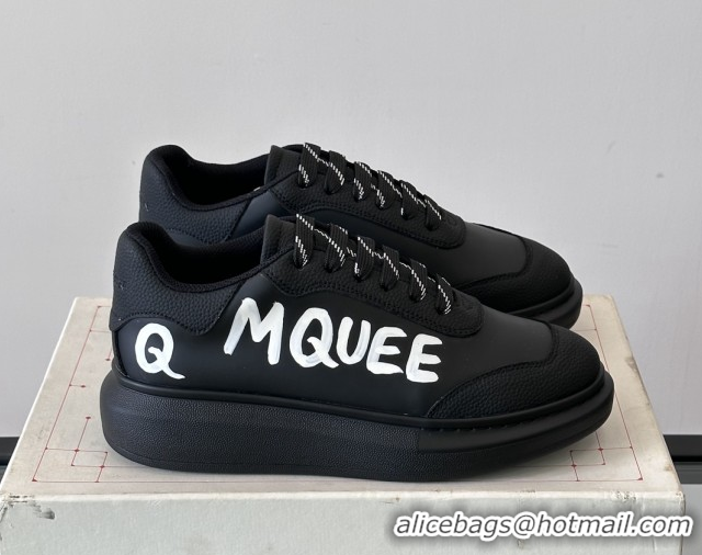 Top Grade Alexander McQueen Oversized Sneakers in Calfskin Leather AM02 Black 5081502