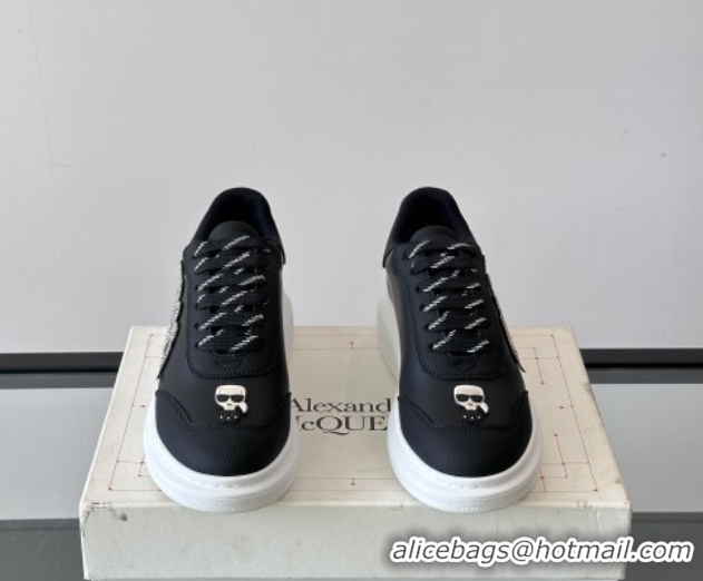 Pretty Style Alexander McQueen Oversized Sneakers in Calfskin Leather AM04 Black 5081504