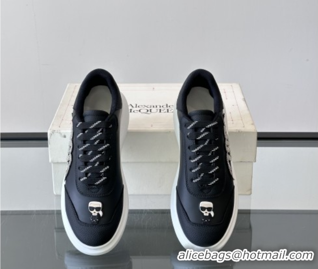 Pretty Style Alexander McQueen Oversized Sneakers in Calfskin Leather AM04 Black 5081504