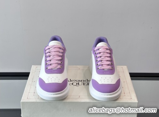 Best Price Alexander McQueen Oversized Sneakers in Calfskin Leather AM06 White/Purple 5081506