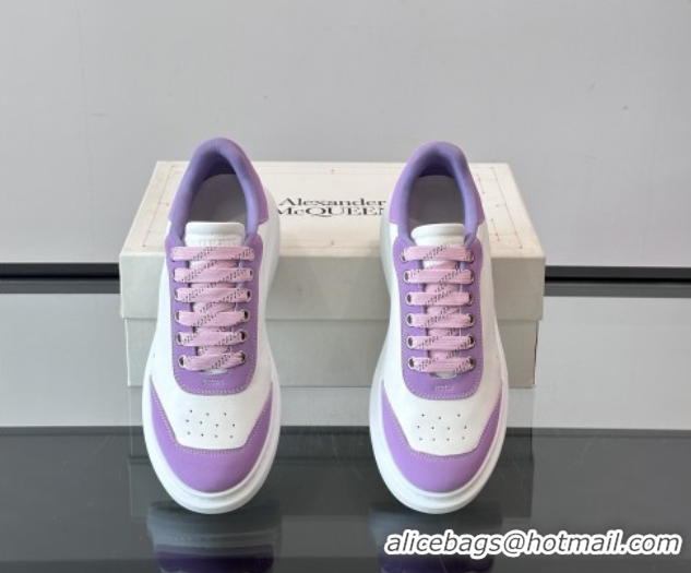 Best Price Alexander McQueen Oversized Sneakers in Calfskin Leather AM06 White/Purple 5081506