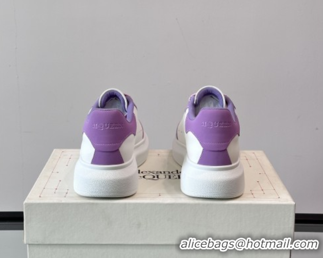 Best Price Alexander McQueen Oversized Sneakers in Calfskin Leather AM06 White/Purple 5081506