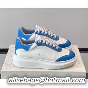 Modern Alexander McQueen Oversized Sneakers in Calfskin Leather AM07 White/Blue 5081507