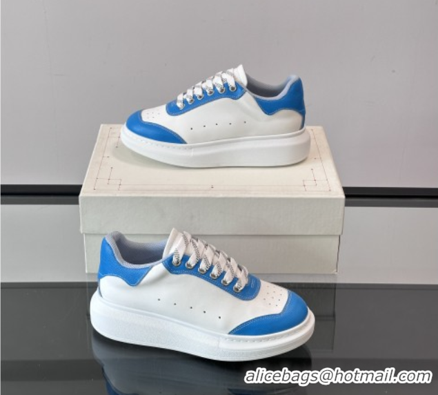 Modern Alexander McQueen Oversized Sneakers in Calfskin Leather AM07 White/Blue 5081507