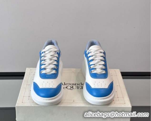 Modern Alexander McQueen Oversized Sneakers in Calfskin Leather AM07 White/Blue 5081507
