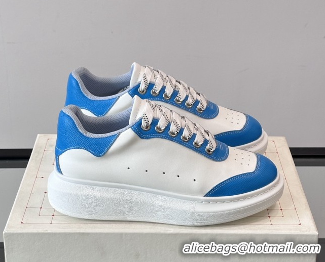 Modern Alexander McQueen Oversized Sneakers in Calfskin Leather AM07 White/Blue 5081507