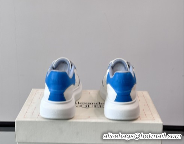 Modern Alexander McQueen Oversized Sneakers in Calfskin Leather AM07 White/Blue 5081507
