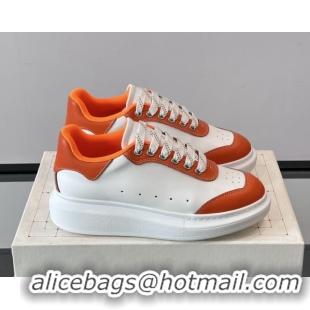 Shop Duplicate Alexander McQueen Oversized Sneakers in Calfskin Leather AM08 White/Orange 5081508