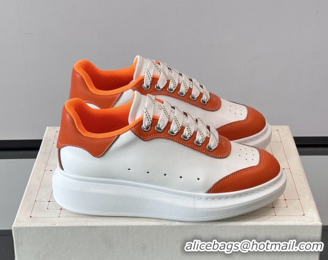Shop Duplicate Alexander McQueen Oversized Sneakers in Calfskin Leather AM08 White/Orange 5081508