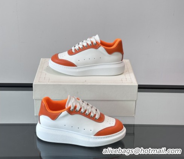 Shop Duplicate Alexander McQueen Oversized Sneakers in Calfskin Leather AM08 White/Orange 5081508