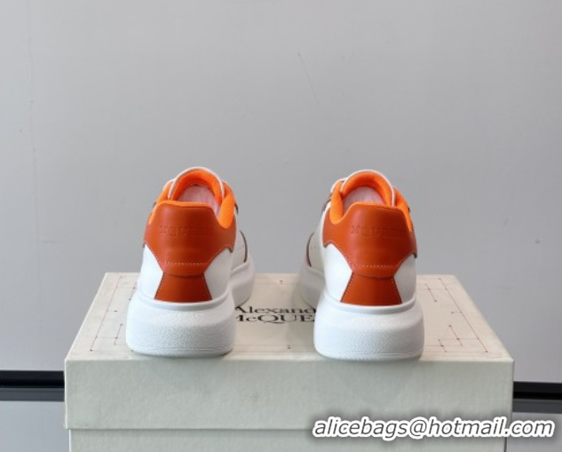 Shop Duplicate Alexander McQueen Oversized Sneakers in Calfskin Leather AM08 White/Orange 5081508