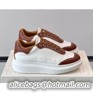 Good Product Alexander McQueen Oversized Sneakers in Calfskin Leather AM09 White/Brown 5081509