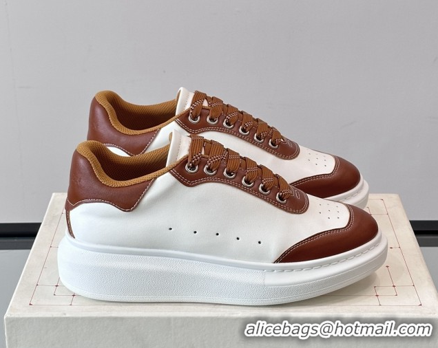 Good Product Alexander McQueen Oversized Sneakers in Calfskin Leather AM09 White/Brown 5081509