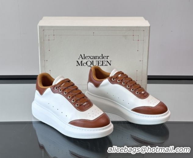 Good Product Alexander McQueen Oversized Sneakers in Calfskin Leather AM09 White/Brown 5081509