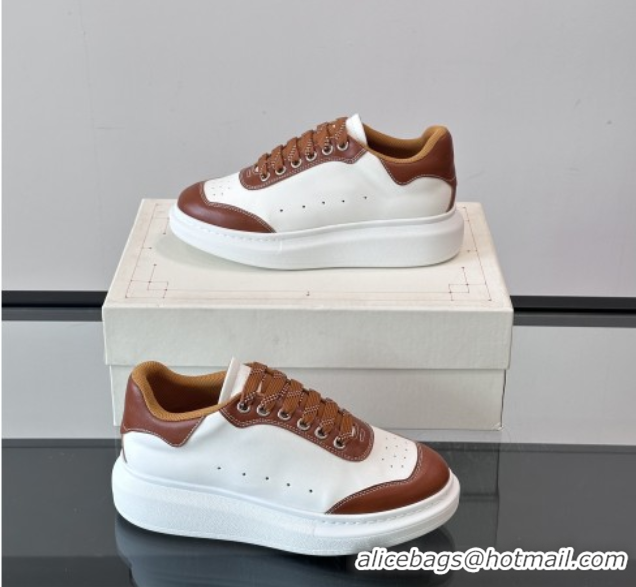 Good Product Alexander McQueen Oversized Sneakers in Calfskin Leather AM09 White/Brown 5081509