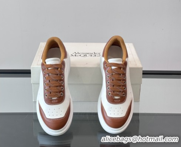 Good Product Alexander McQueen Oversized Sneakers in Calfskin Leather AM09 White/Brown 5081509