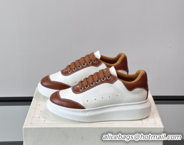 Good Product Alexander McQueen Oversized Sneakers in Calfskin Leather AM09 White/Brown 5081509