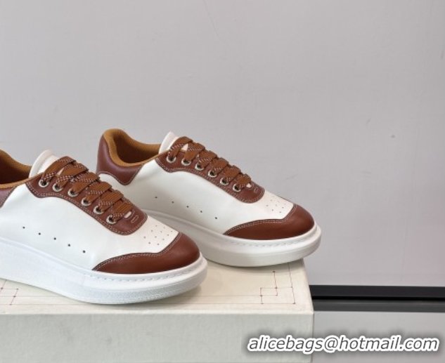 Good Product Alexander McQueen Oversized Sneakers in Calfskin Leather AM09 White/Brown 5081509