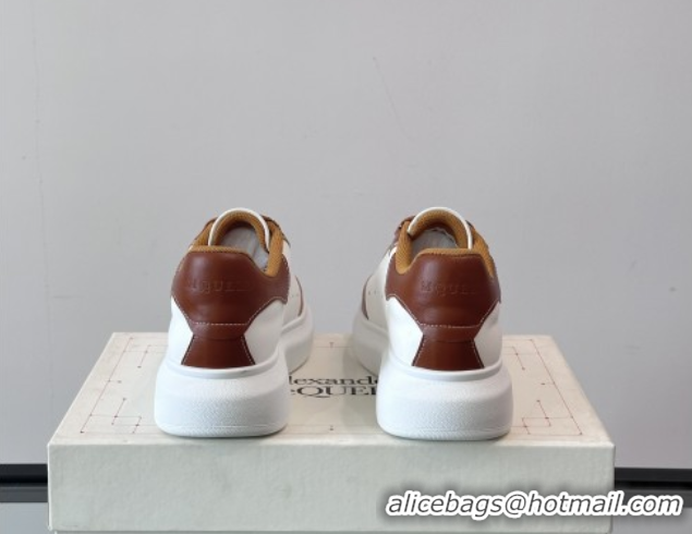 Good Product Alexander McQueen Oversized Sneakers in Calfskin Leather AM09 White/Brown 5081509