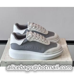 Classic Hot Alexander McQueen Oversized Sneakers in Calfskin Leather AM10 White/Grey 5081510