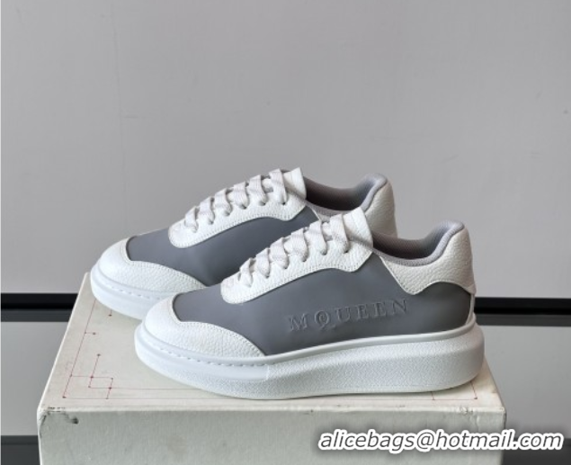 Classic Hot Alexander McQueen Oversized Sneakers in Calfskin Leather AM10 White/Grey 5081510